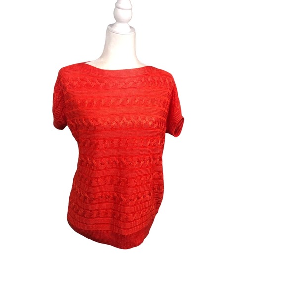 Ralph Lauren Sweater Womens S Orange Cable Knit Pullover  Basic Crew Preppy - Picture 6 of 9